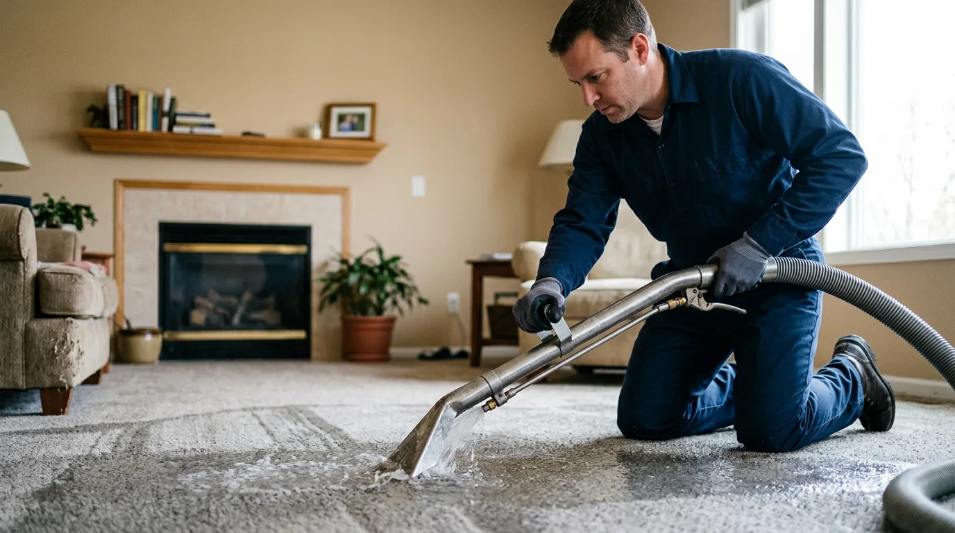 Water damage restoration technician working near Courtland, VA